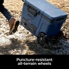 Ninja FrostVault™ 45qt Cooler with Wheels, Dry Storage, Charcoal Gray | Ninja FrostVault’s 45-qt capacity holds 68 cans, keeps food cool & dry, and rolls easily on all-terrain wheels(Lakeshore Blue)