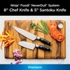 Ninja K32002 Foodi NeverDull System 2-Piece Chef Knife & Santoku Knife Set, Premium, German Stainless Steel, Black
