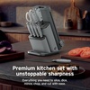 Ninja® NeverDull® 10-Pc German Steel Knife Set, Black, NK32010BK1 | Stays razor-sharp 10+ years. Premium German steel. Removable sharpener stores in a drawer saving up to 35% more counter space(Light Grey)