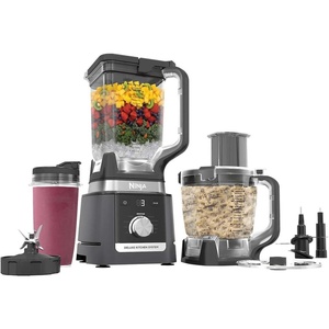 Ninja Deluxe Kitchen System, 1600 Watts, Auto-iQ Technology, 2.6L Pitcher, 2.1L Food Processor, 710ml Single-Serve Cup, 7 Preset Programs, Smoothie Maker, Blender