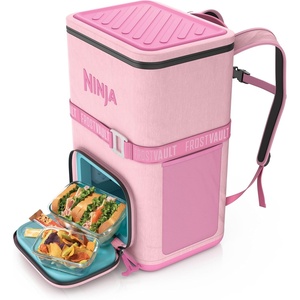 Ninja FrostVault™ Go Soft Backpack Cooler, Dry Storage, Birch Beige | Ninja FrostVault Go soft cooler, stays cool for hours with a leakproof, easy-access lid, and carries like a backpack(Pink)