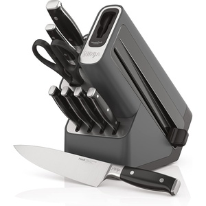 Ninja K52013 Foodi NeverDull Premium 13 Piece German Stainless Steel Wood Series Knife System with Built-in Sharpener, Walnut Stain/Black(Black)