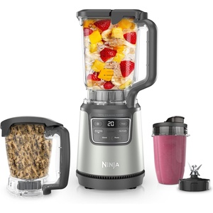 Ninja Nutri Personal & Countertop Blender, 1200W Auto-iQ, Black, BL642 | Auto-iQ base blends smoothies & shakes. 72-oz pitcher plus 18, 24 & 32-oz to-go cups w/ spout lids. Dishwasher safe.(BlendPro 4-in-1 Kitchen System)