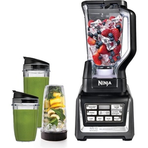 Ninja Nutri Personal & Countertop Blender, 1200W Auto-iQ, Black, BL642 | Auto-iQ base blends smoothies & shakes. 72-oz pitcher plus 18, 24 & 32-oz to-go cups w/ spout lids. Dishwasher safe.(Nutri-Ninja Blender DUO)