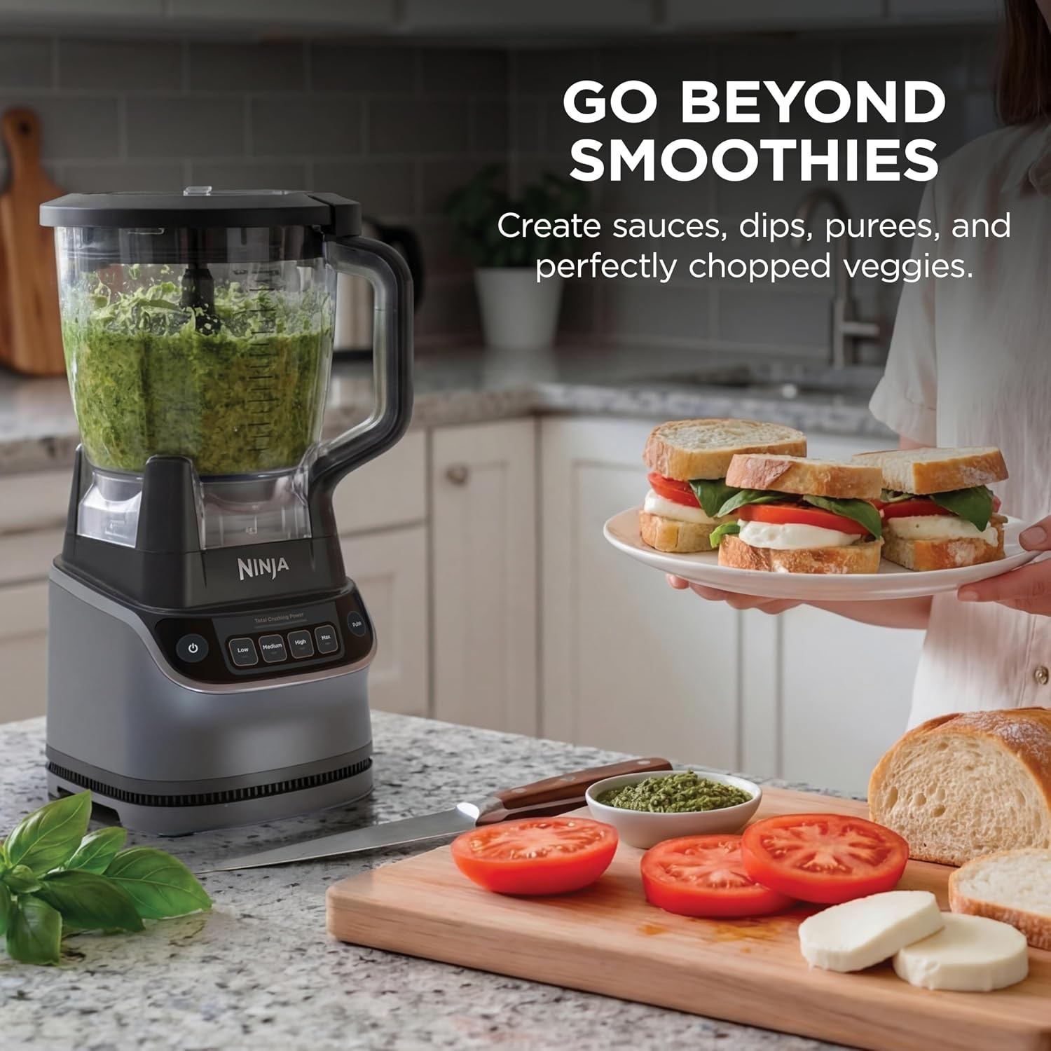 image:imageNinja BL660 Professional Compact Smoothie amp Food Processing Blender 1100Watts 3 Functions for Frozen Drinks Smoothies Sauces amp More 72oz Pitcher 2 16oz ToGo Cups amp Spout Lids GrayUltraCrush Kitchen System 2026