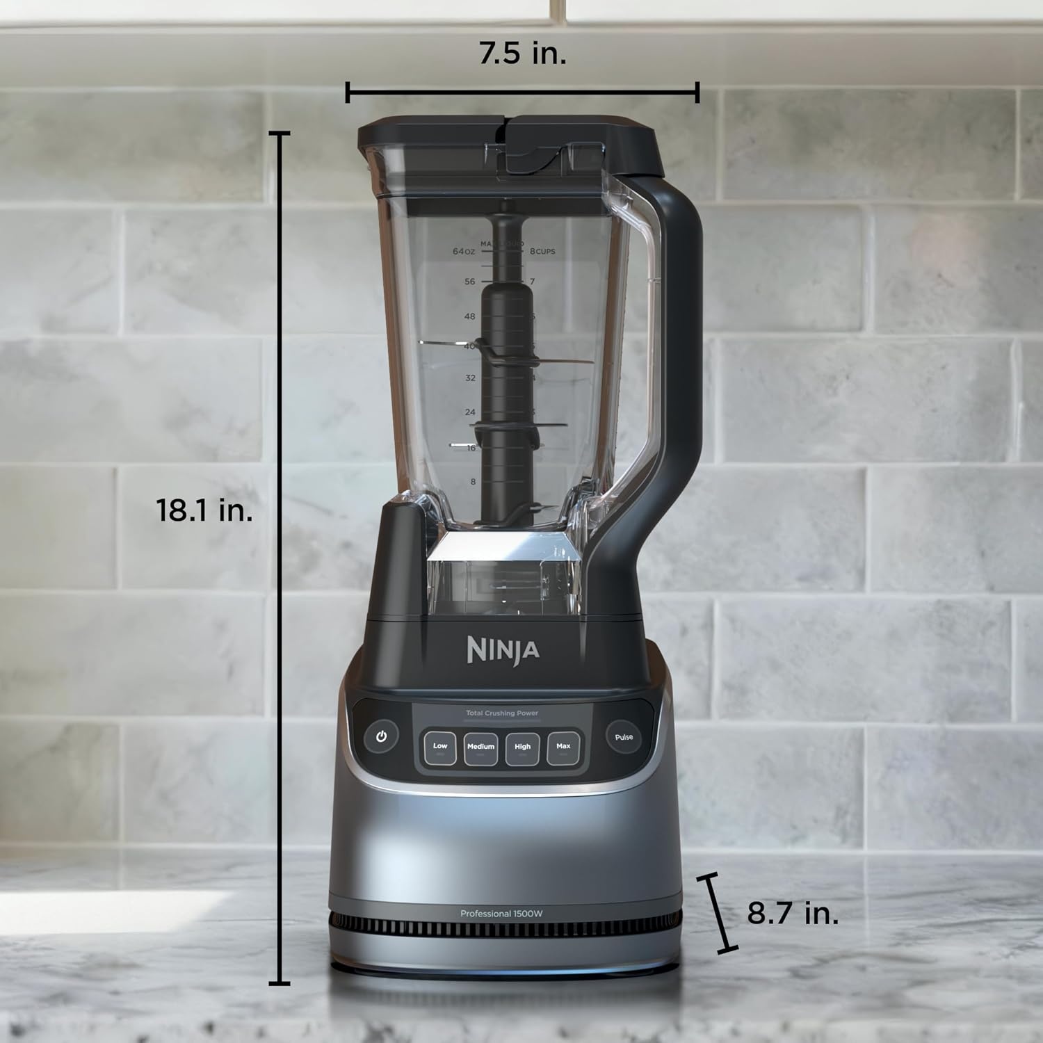 image:imageNinja BL660 Professional Compact Smoothie amp Food Processing Blender 1100Watts 3 Functions for Frozen Drinks Smoothies Sauces amp More 72oz Pitcher 2 16oz ToGo Cups amp Spout Lids GrayUltraCrush Kitchen System 2026