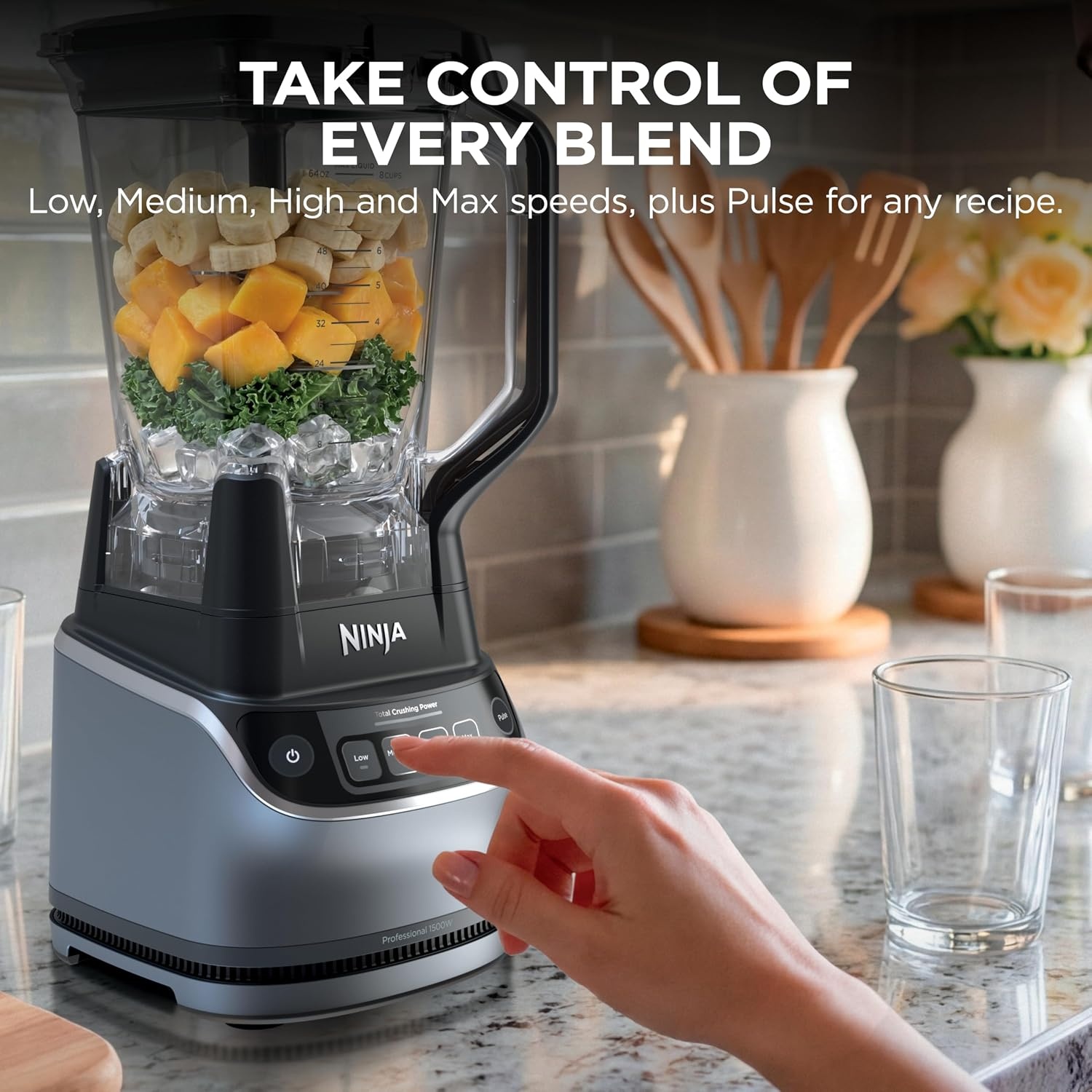 image:imageNinja BL660 Professional Compact Smoothie amp Food Processing Blender 1100Watts 3 Functions for Frozen Drinks Smoothies Sauces amp More 72oz Pitcher 2 16oz ToGo Cups amp Spout Lids GrayUltraCrush Kitchen System 2026