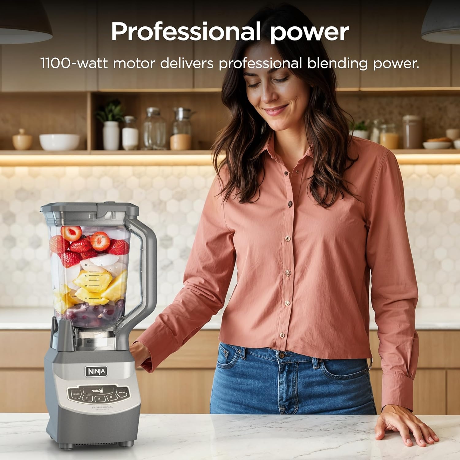 image:imageNinja BL660 Professional Compact Smoothie amp Food Processing Blender 1100Watts 3 Functions for Frozen Drinks Smoothies Sauces amp More 72oz Pitcher 2 16oz ToGo Cups amp Spout Lids GrayPro TotalCrush Blender