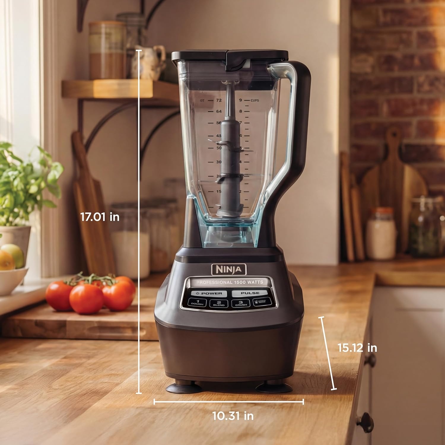 image:imageNinja BL660 Professional Compact Smoothie amp Food Processing Blender 1100Watts 3 Functions for Frozen Drinks Smoothies Sauces amp More 72oz Pitcher 2 16oz ToGo Cups amp Spout Lids GrayPro Kitchen System