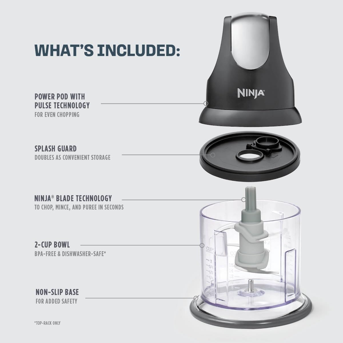 image:imageNinja Express Chop Manual Food Processor 16oz Bowl Gray NJ100GR