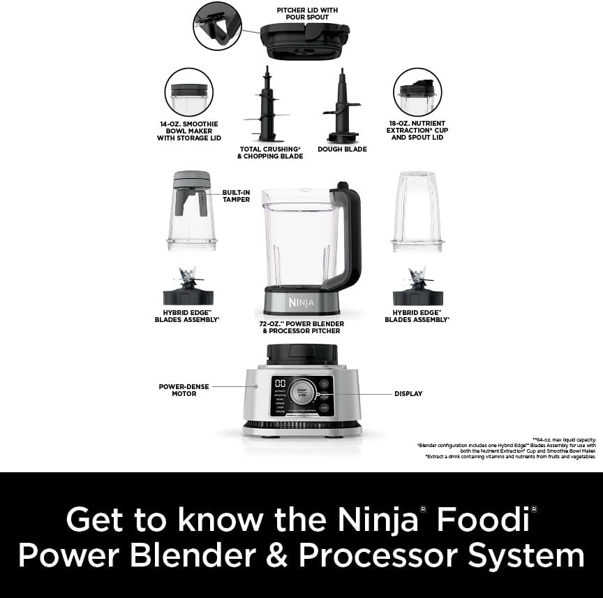 image:imageNinja Foodi Power Blender amp Food Processor 6 Functions Silver SS351BlenderFood Prep Combo