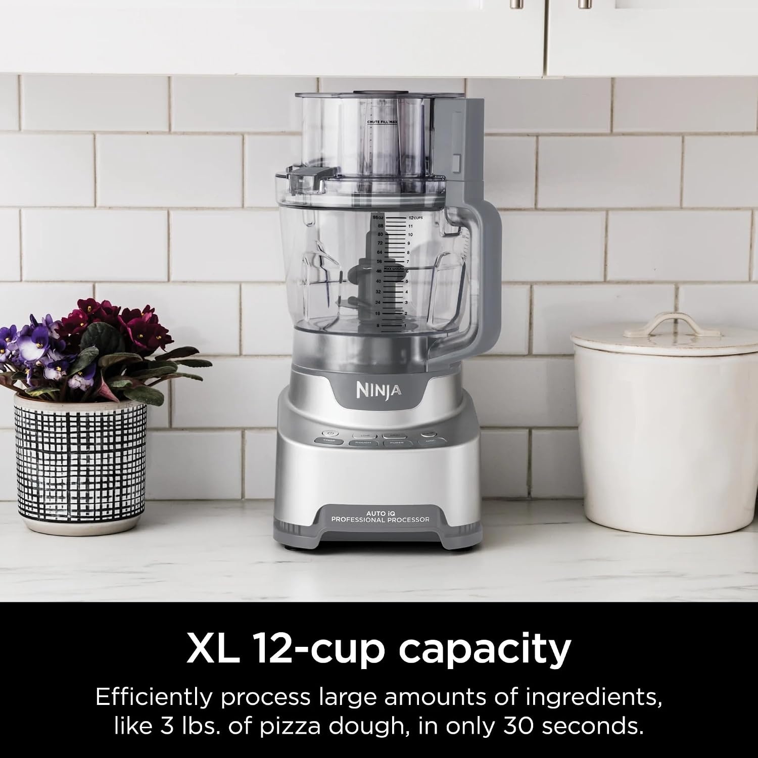 image:imageNinja NF700 Professional XL Food Processor 1000 Watts 4in1 Chopping SlicingShredding Purees Dough 12Cup Processor Bowl Silver Renewed