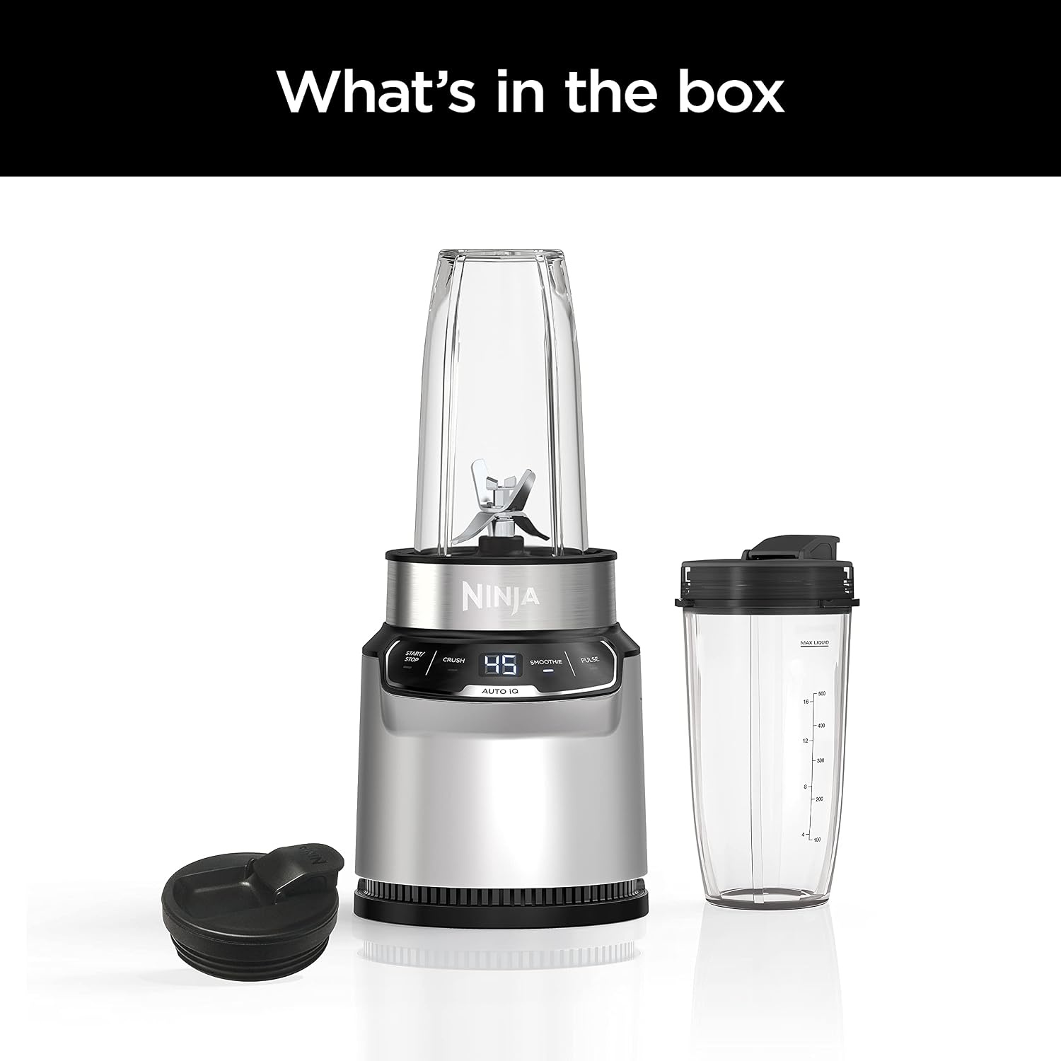 image:imageNinja Refurbished BN401 Nutri Pro with AutoiQ 1100PeakWatt Personal Blender Cloud Silver Renewed