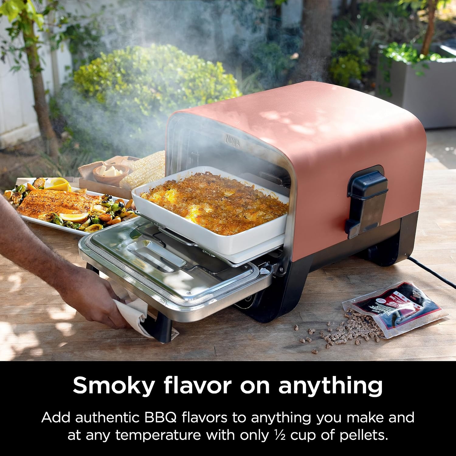 image:imageNinja Woodfire Oven amp Smoker 8in1 Heats to 700F Terracotta Red OO101Pizza Oven Smoker