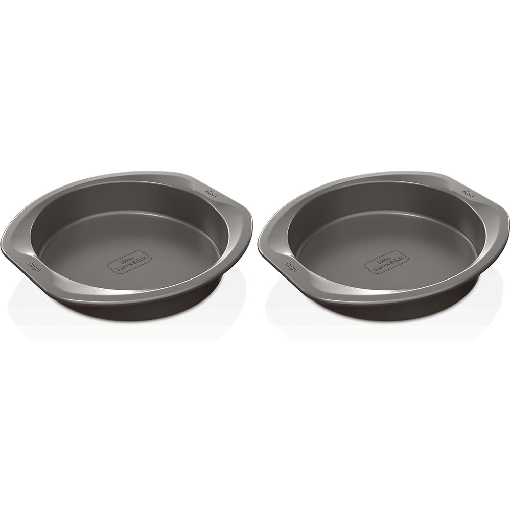 image:imageNinja B30309 Foodi NeverStick Premium 9 inch Round Cake Pan Nonstick Oven Safe up to 500F Dishwasher Safe Grey9 Round Pan Pack of 2