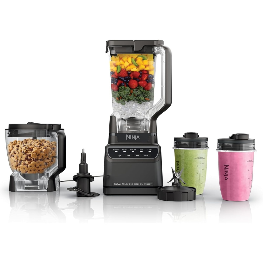 image:imageNinja BL660 Professional Compact Smoothie amp Food Processing Blender 1100Watts 3 Functions for Frozen Drinks Smoothies Sauces amp More 72oz Pitcher 2 16oz ToGo Cups amp Spout Lids GrayTotalCrush Kitchen System Pro