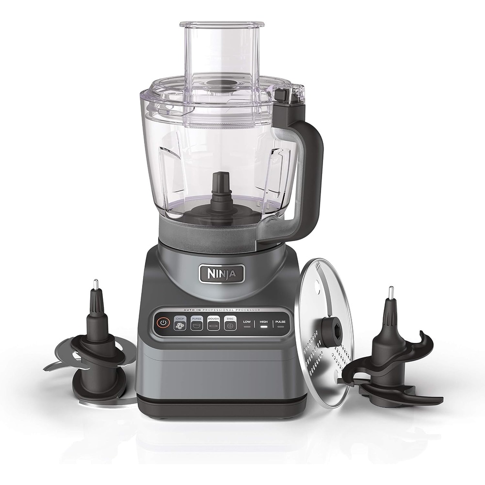 image:imageNinja BN601 Professional Plus Food Processor 1000PeakWatts with AutoiQ Preset Programs Chop Puree Dough Slice Shred with a 9Cup Capacity and a Silver Stainless Finish Renewed