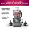 Ninja BN601 Professional Plus Food Processor 1000-Peak-Watts with Auto-iQ Preset Programs Chop Puree Dough Slice Shred with a 9-Cup Capacity and a Silver Stainless Finish (Renewed)
