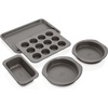 Ninja B35005 Foodi NeverStick Premium 5-Piece Bakeware Sheet Set, Oven Safe up to 500⁰F, with 11×17 Inch Baking Sheet, 5×9 Inch Loaf Pan, 12 Cup Muffin Pan, & (2) 9 Inch Round Cake Pans, Grey(5pc Set)