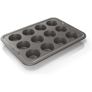 Ninja B30013 Foodi NeverStick Premium 9 inch x 13 inch Baking Sheet, Nonstick, Oven Safe up to 500⁰F, Dishwasher Safe, Grey(12 Muffin Pan)