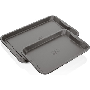 Ninja B33003 Foodi NeverStick Premium 3-Piece Baking Sheet Set, Nonstick, Oven Safe up to 500⁰F, with 9 x 13 inch Sheet, 10 x 15 inch Sheet & 11 x 17 inch Sheet, Dishwasher Safe, Grey(Twin Pack Cookie Pans)