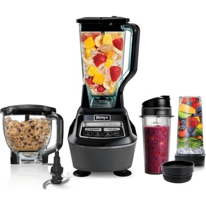 Ninja BL660 Professional Compact Smoothie & Food Processing Blender, 1100-Watts, 3 Functions -for Frozen Drinks, Smoothies, Sauces, & More, 72-oz.* Pitcher, (2) 16-oz. To-Go Cups & Spout Lids, Gray(Pro Kitchen System)