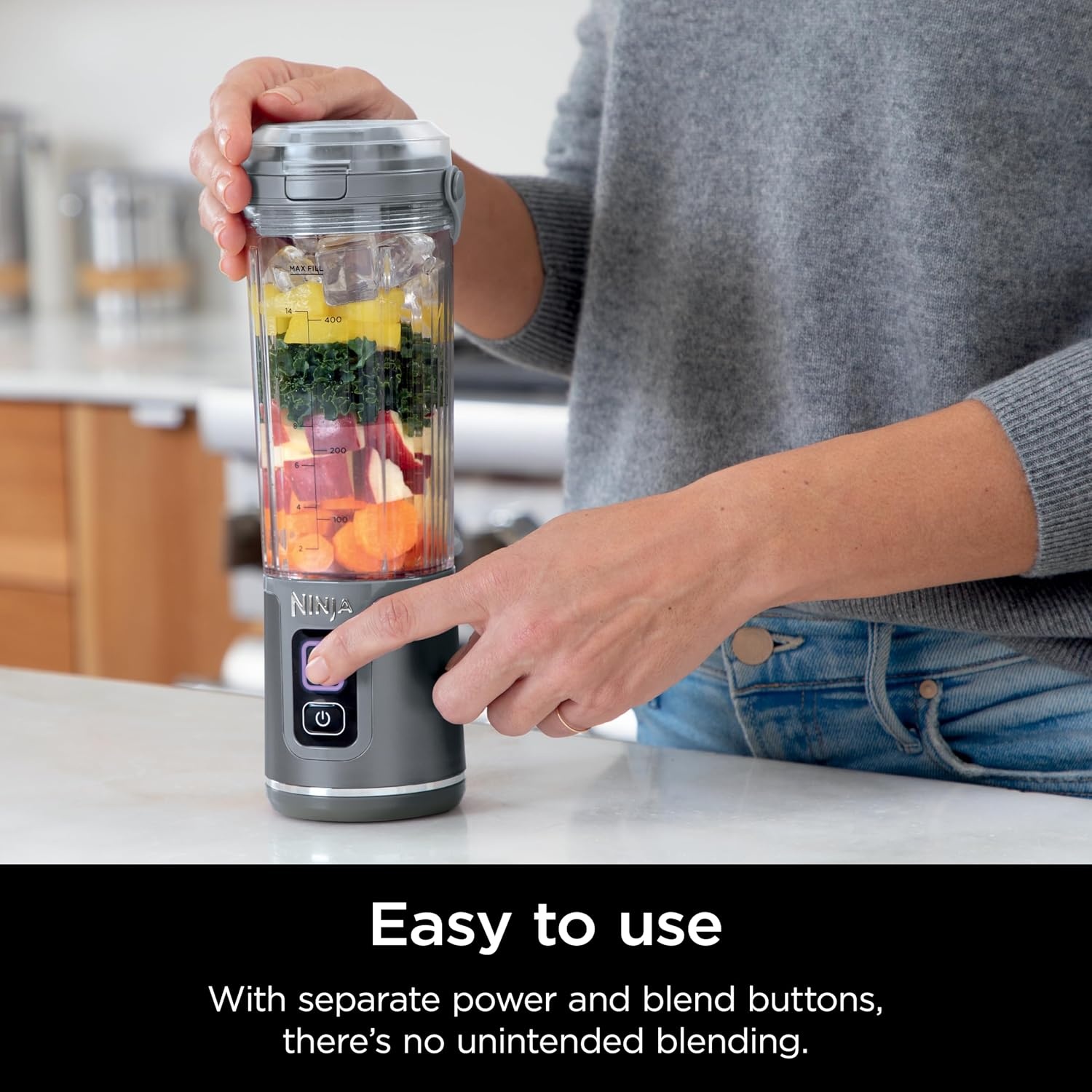 image:imageNinja Blast Portable Blender amp Accessories 18oz Grey CL155AGYBlender 2 Vessels Grey