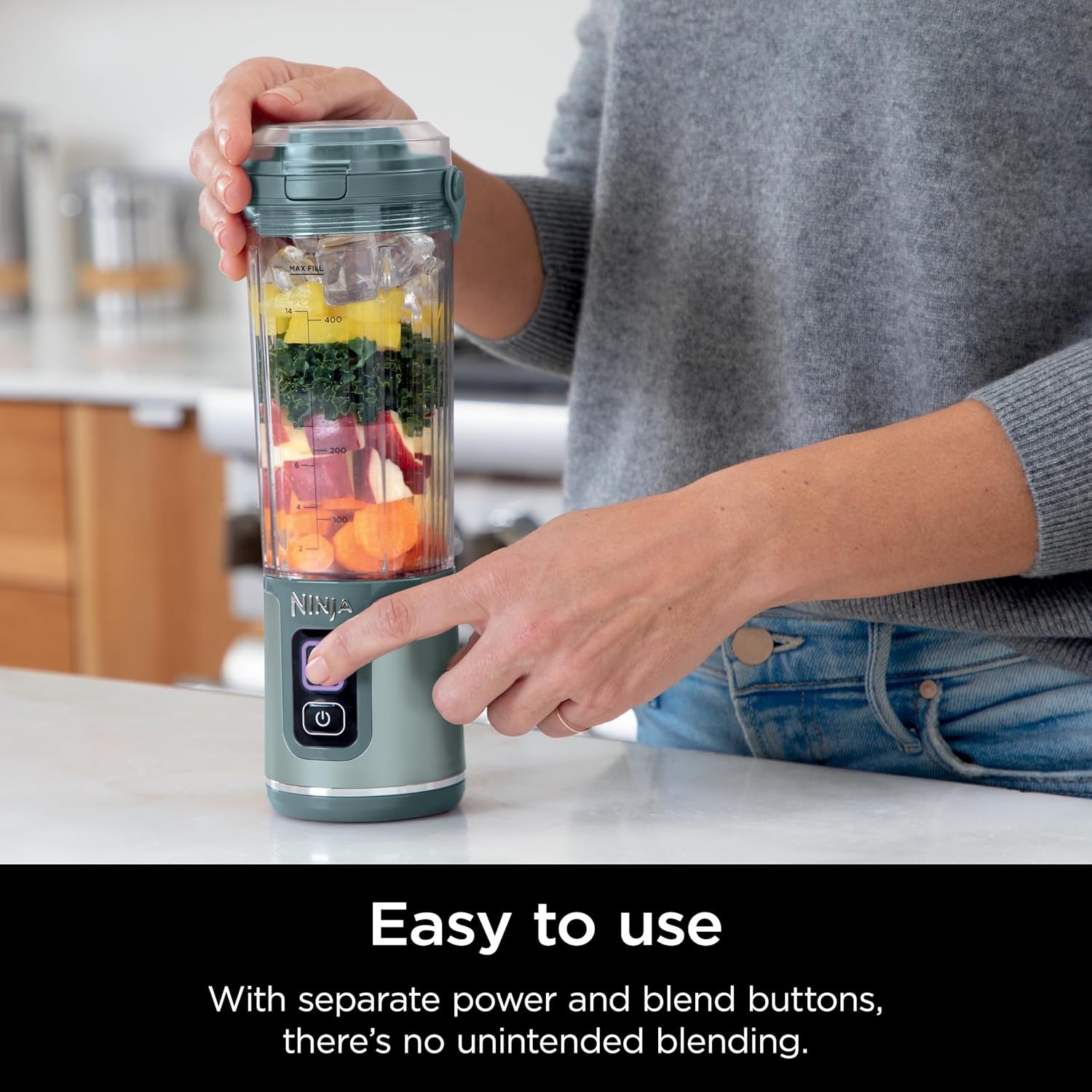 image:imageNinja Blast Portable Blender amp Accessories 18oz Grey CL155AGYBlender 2 Vessels Sage