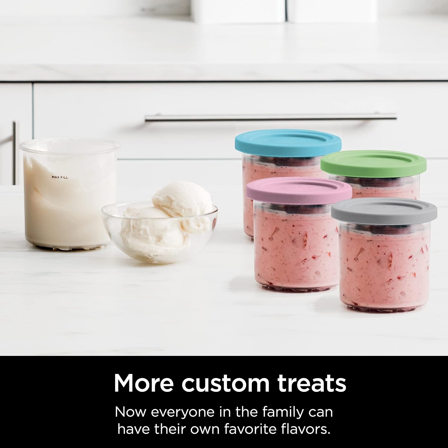 image:imageNinja CREAMi 7in1 Ice Cream Maker Includes 5 Pints for Ice Cream Gelato Sorbet Milkshakes Mixins Smoothie Bowls amp MoreCREAMi 5 16 oz Pints