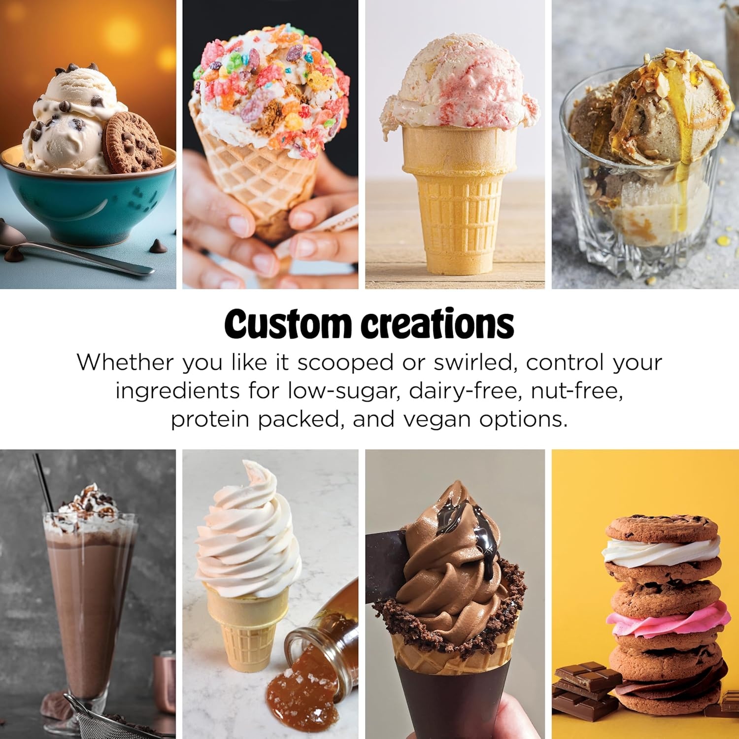 image:imageNinja CREAMi Scoop amp Swirl Ice Cream and Soft Serve Maker Oprahs Favorite Things 2025 13 Programs Soft Serve Handle amp 4 CREAMi 2in1 16oz Pints Gift for Kids amp ALL ages NC701CREAMi Swirl 4 16 oz Pints