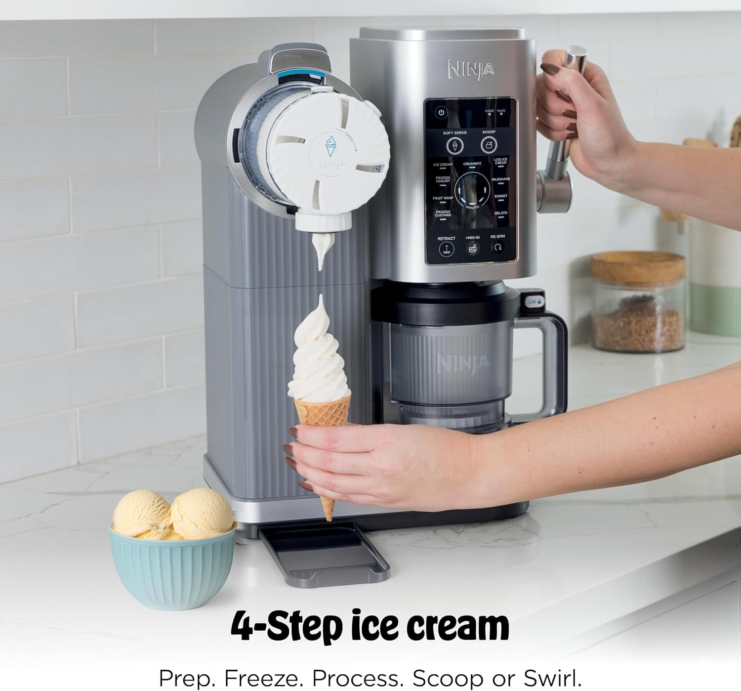 image:imageNinja CREAMi Scoop amp Swirl Ice Cream and Soft Serve Maker Oprahs Favorite Things 2025 13 Programs Soft Serve Handle amp 4 CREAMi 2in1 16oz Pints Gift for Kids amp ALL ages NC701CREAMi Swirl 4 16 oz Pints