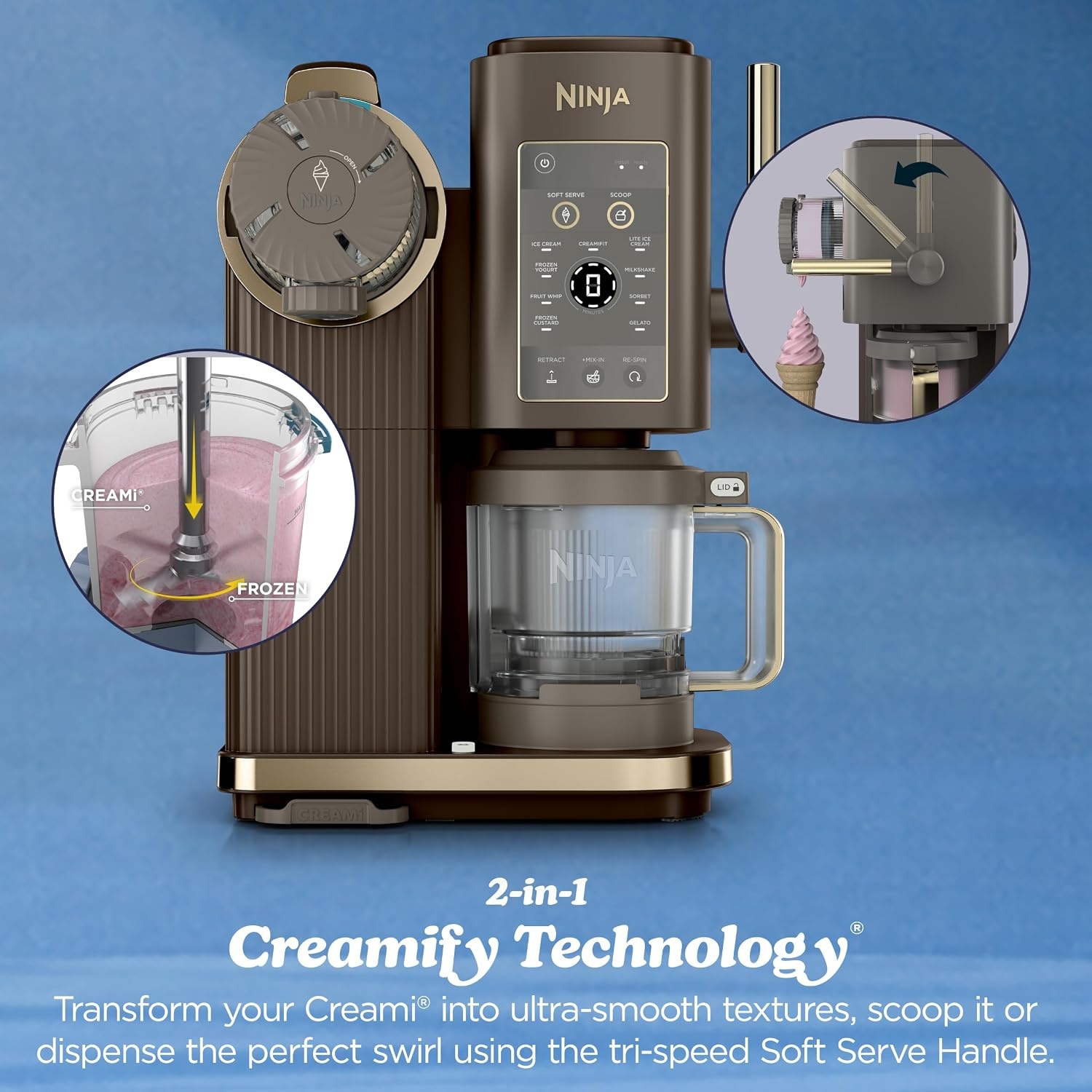 image:imageNinja Creami Scoop amp Swirl 13in1 Ice Cream and Soft Serve Maker NC701BLCREAMi Scoop Swirl Mocha