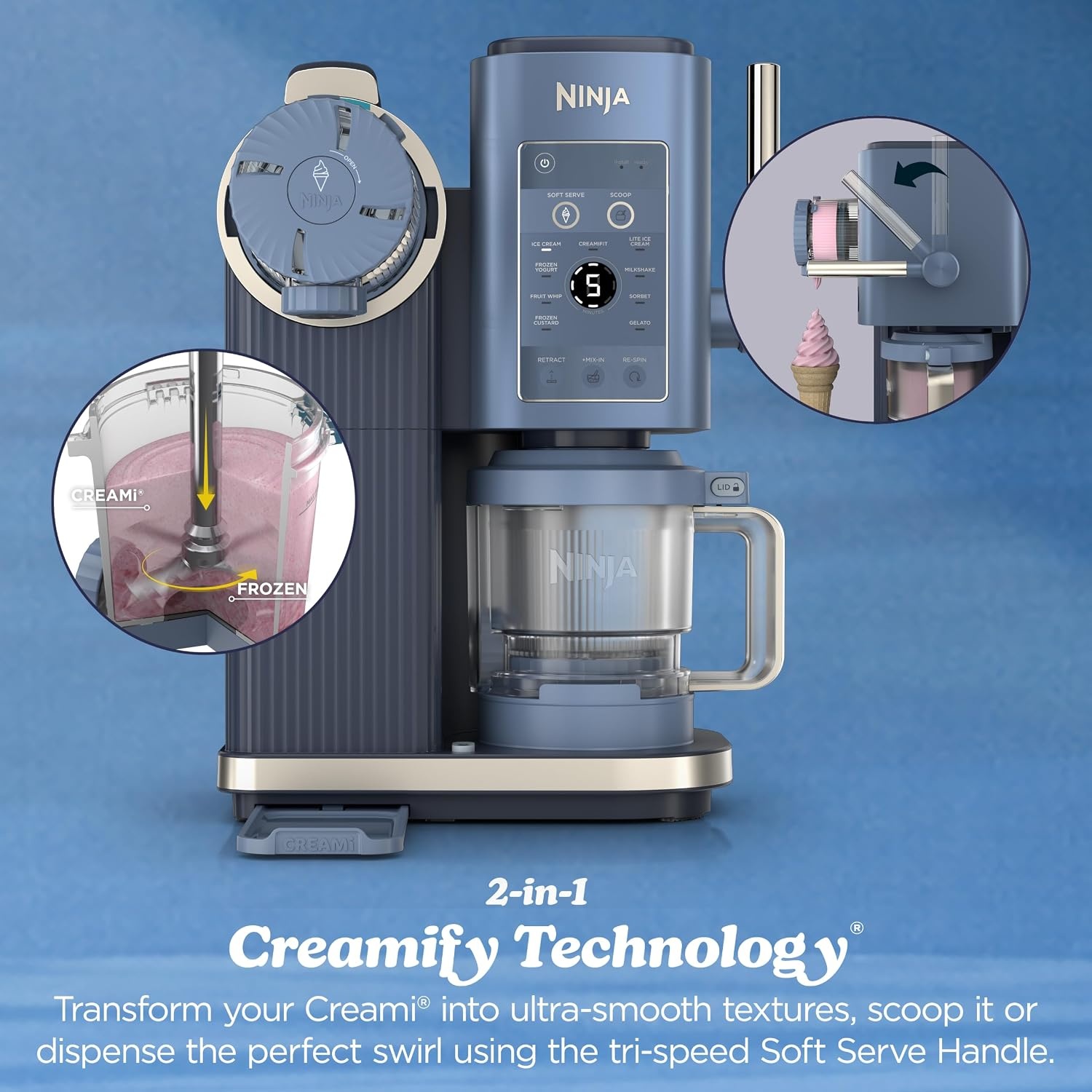 image:imageNinja Creami Scoop amp Swirl 13in1 Ice Cream and Soft Serve Maker NC701BLCREAMi Scoop Swirl Navy
