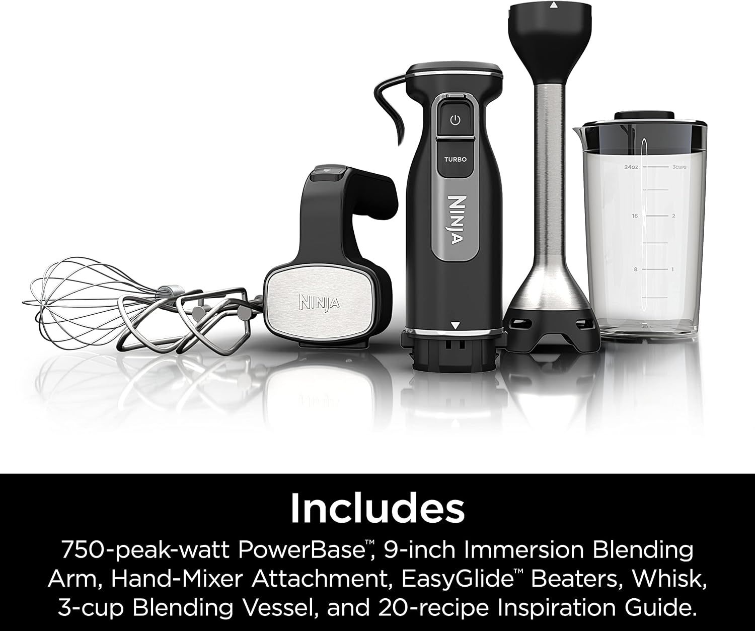 image:imageNinja Immersion Blender amp Whisk 4 Speeds 4oz Cup Deep Navy CI201NDBlack
