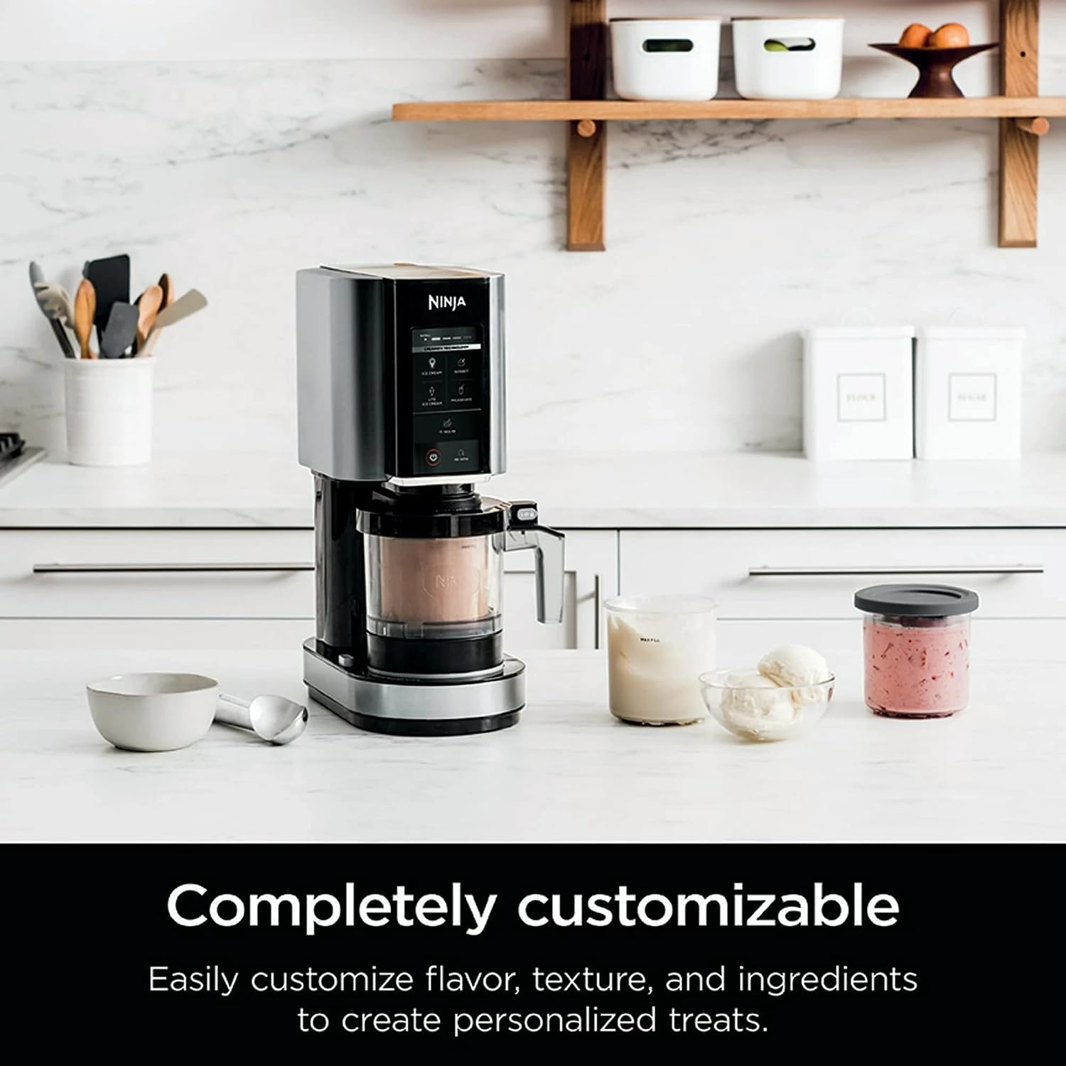 image:imageNinja NC300 CREAMi Ice Cream Maker with 2 Pint Containers amp Lids Silver Renewed