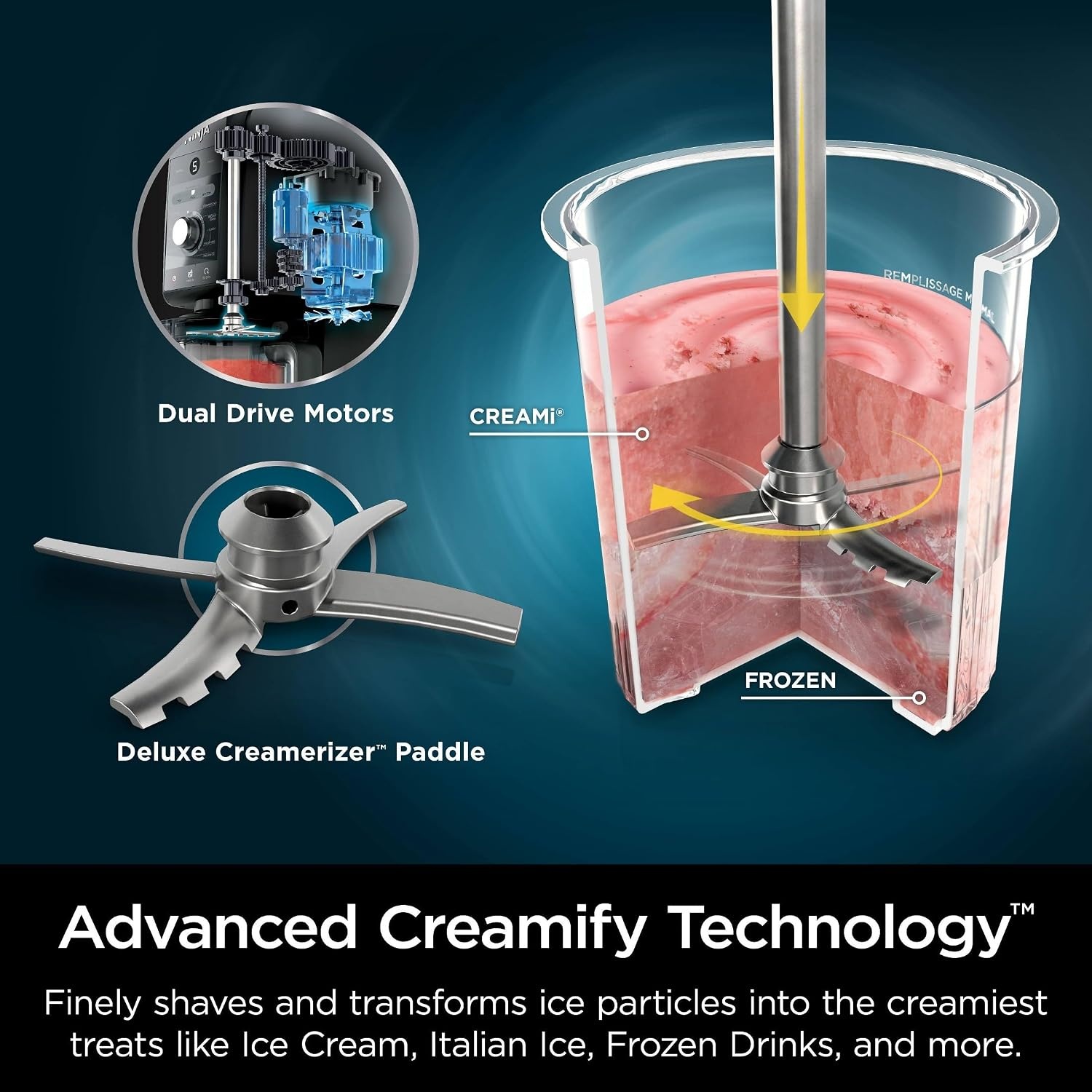 image:imageNinja NC501 CREAMi Deluxe 11in1 Ice Cream amp Frozen Treat Maker with 2 XL Family Size Pint Containers Silver Renewed