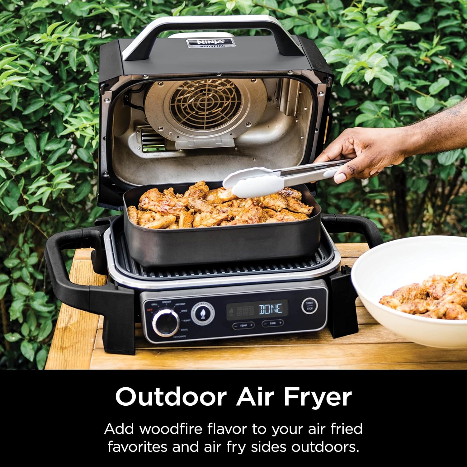 image:imageNinja OG751 Woodfire Pro Outdoor Grill with BuiltIn Thermometer 7in1 Master Grill BBQ SmokerampOutdoor Air Fryer plus BakeRoast DehydrateampBroilWoodfire Technologywith All Purpose Blend Pellets2lb Robust Sample Pellets