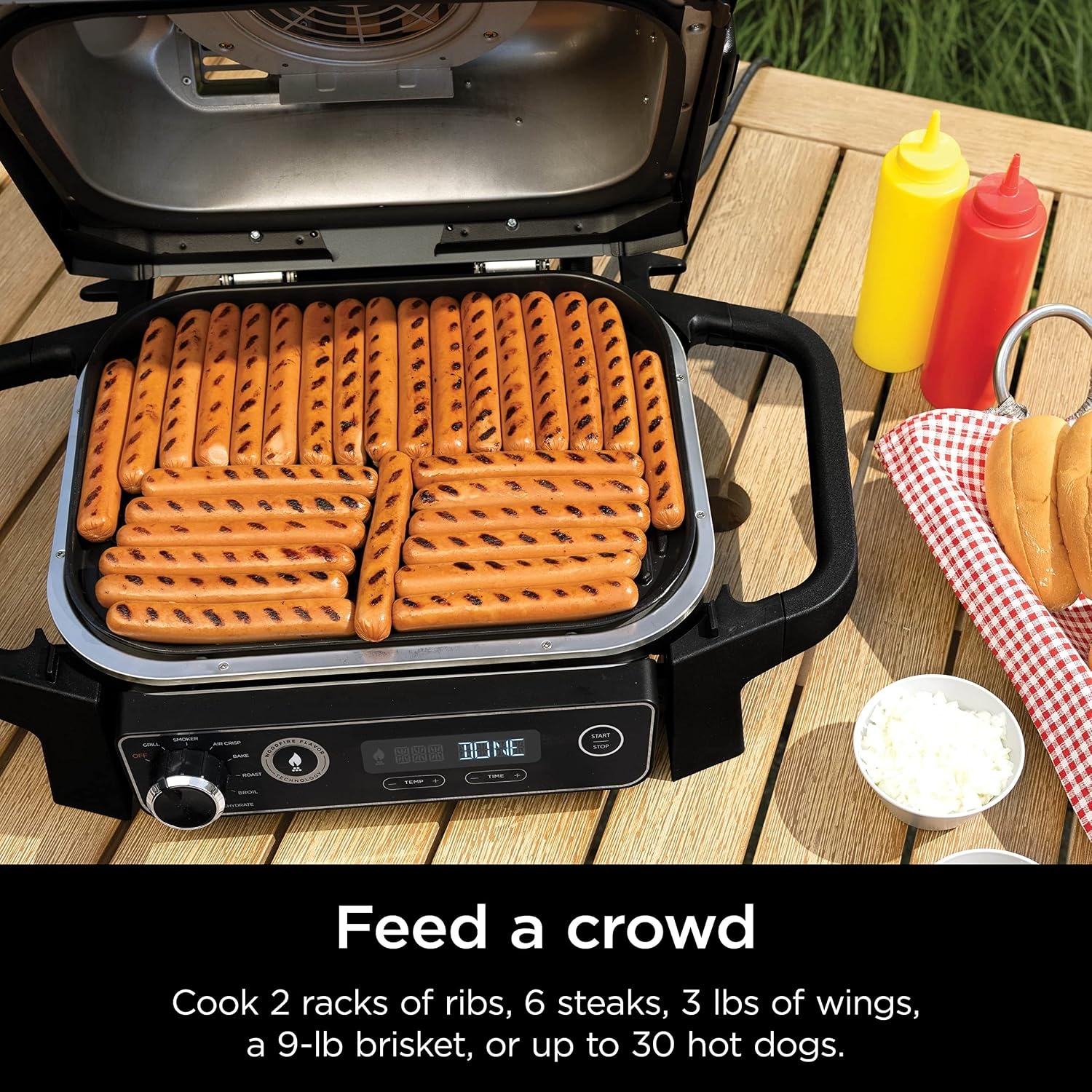 image:imageNinja OG751 Woodfire Pro Outdoor Grill with BuiltIn Thermometer 7in1 Master Grill BBQ SmokerampOutdoor Air Fryer plus BakeRoast DehydrateampBroilWoodfire Technologywith All Purpose Blend Pellets2lb Robust Sample Pellets
