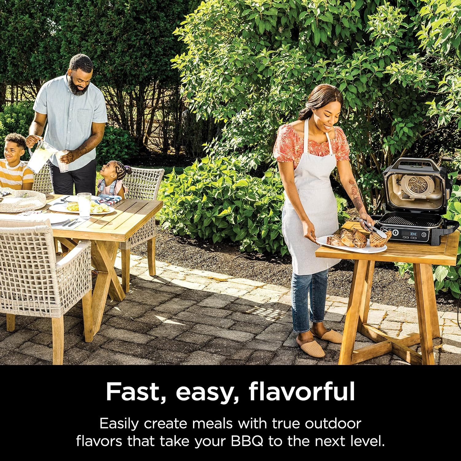 image:imageNinja OG751 Woodfire Pro Outdoor Grill with BuiltIn Thermometer 7in1 Master Grill BBQ SmokerampOutdoor Air Fryer plus BakeRoast DehydrateampBroilWoodfire Technologywith All Purpose Blend Pellets2lb AllPurpose Sample Pellets
