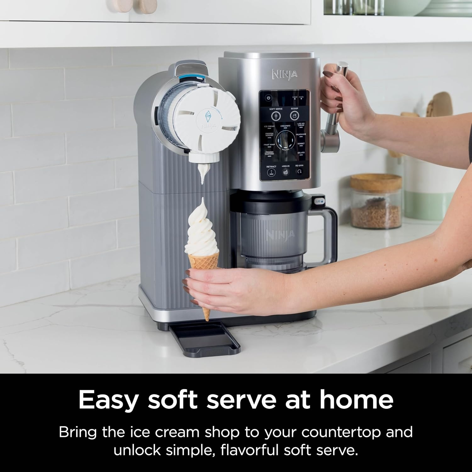 image:imageNinja Refurbished Swirl by CREAMi Ice Cream and Soft Serve Maker Sorbet Milkshake Frozen Yogurt Low Calories Program 13in1 Soft Serve Handle 2 CREAMi Swirl 16oz Pints Renewed