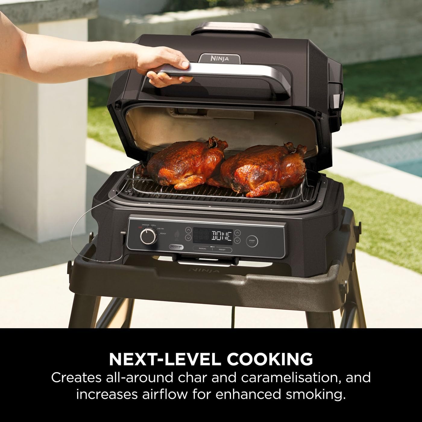image:imageNinja Woodfire XL Rib Rack for Grilling up to 4 Full Racks of Ribs Easy to Wipe Clean Official Accessory Compatible with Ninja Woodfire XL BBQ Grill OG850 OG901 Black XSKOGXLRBRKEURoast Smoke Rack