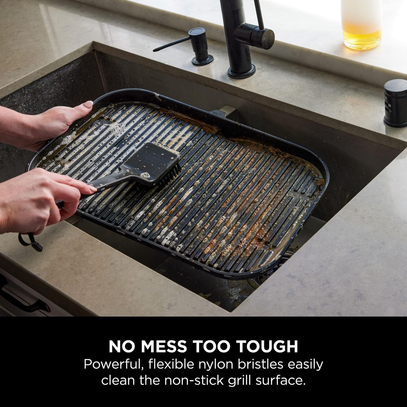 image:imageNinja Woodfire XL Rib Rack for Grilling up to 4 Full Racks of Ribs Easy to Wipe Clean Official Accessory Compatible with Ninja Woodfire XL BBQ Grill OG850 OG901 Black XSKOGXLRBRKEUCleaning Brush