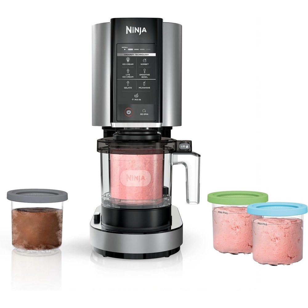 image:imageNinja CREAMi Ice Cream Maker Bundle Includes 416 oz Tubs for Gelato Mixins Milkshakes Sorbet Smoothie Bowls amp More 7 OneTouch Programs Compact Size Perfect for Kids SilverSilver 4 Pints