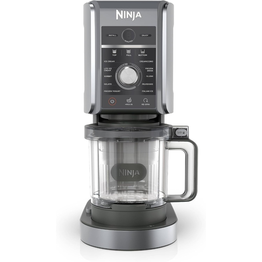 image:imageNinja NC501 CREAMi Deluxe 11in1 Ice Cream amp Frozen Treat Maker with 2 XL Family Size Pint Containers Silver Renewed