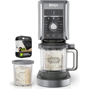 Ninja (Refurbished) NC501 CREAMi Deluxe 11-in-1 XL Ice Cream Maker Silver Bundle with 2 YR CPS Enhanced Protection Pack (Renewed)