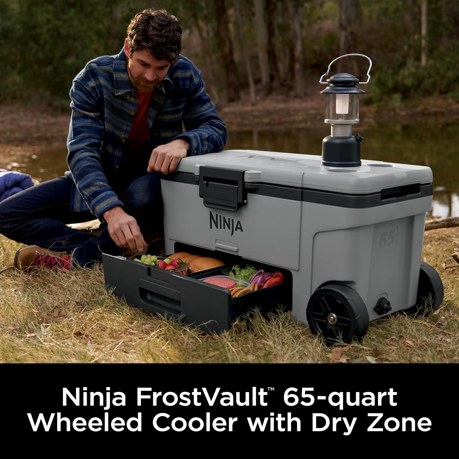 image:imageNinja FrostVault 45qt Cooler with Wheels Dry Storage Drawer Slate GraySlate Gray