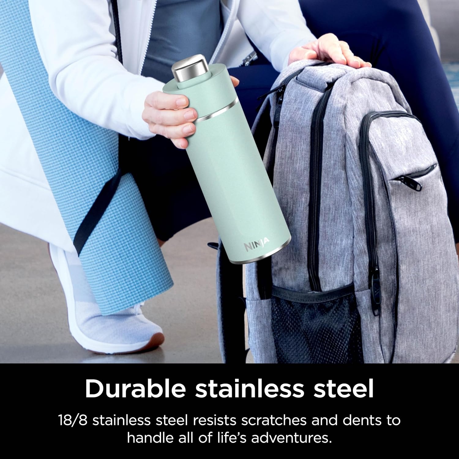image:imageNinja DW2401GY Thirsti 24oz Travel Water Bottle For Carbonated Sparkling Drinks Colder and Fizzier Longer Leak Proof 24 Hrs Cold Dishwasher Safe Stainless Steel Insulated Tumbler Charcoal GrayMint