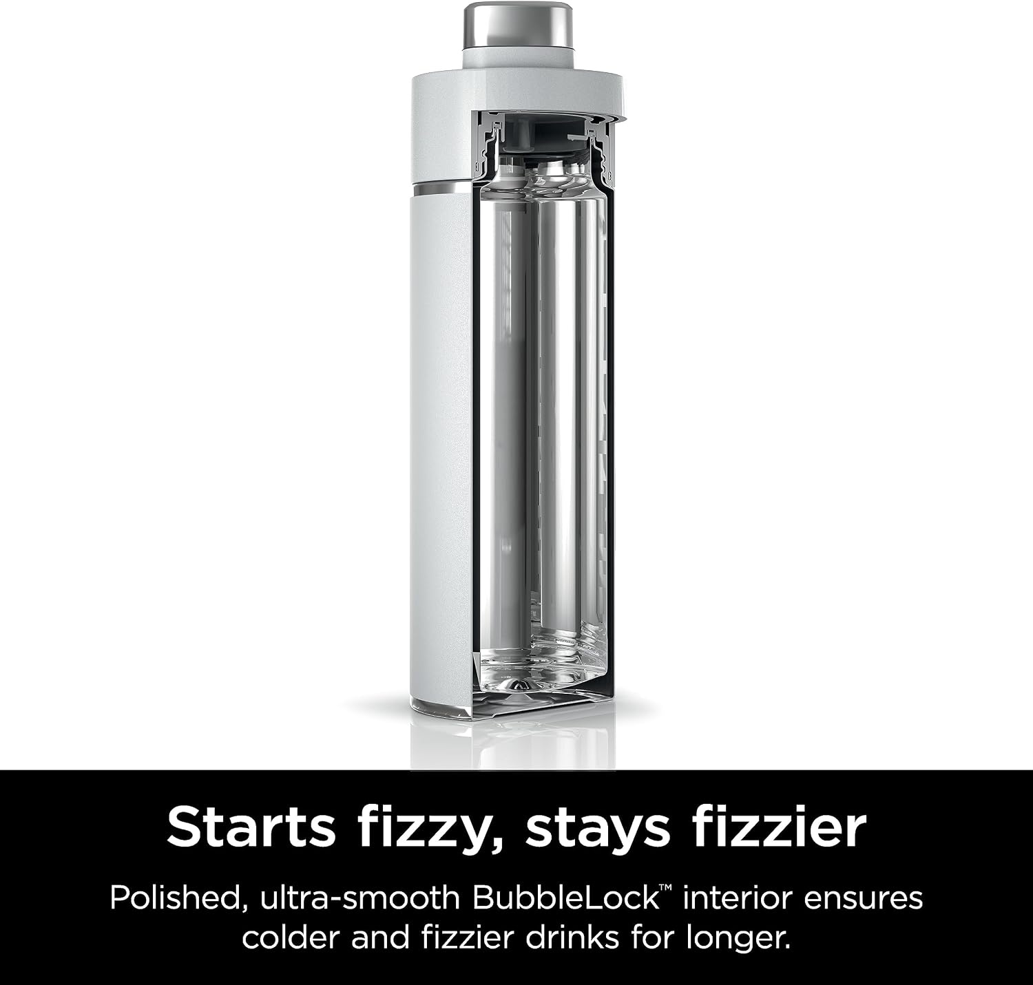 image:imageNinja DW2401GY Thirsti 24oz Travel Water Bottle For Carbonated Sparkling Drinks Colder and Fizzier Longer Leak Proof 24 Hrs Cold Dishwasher Safe Stainless Steel Insulated Tumbler Charcoal GrayWhite