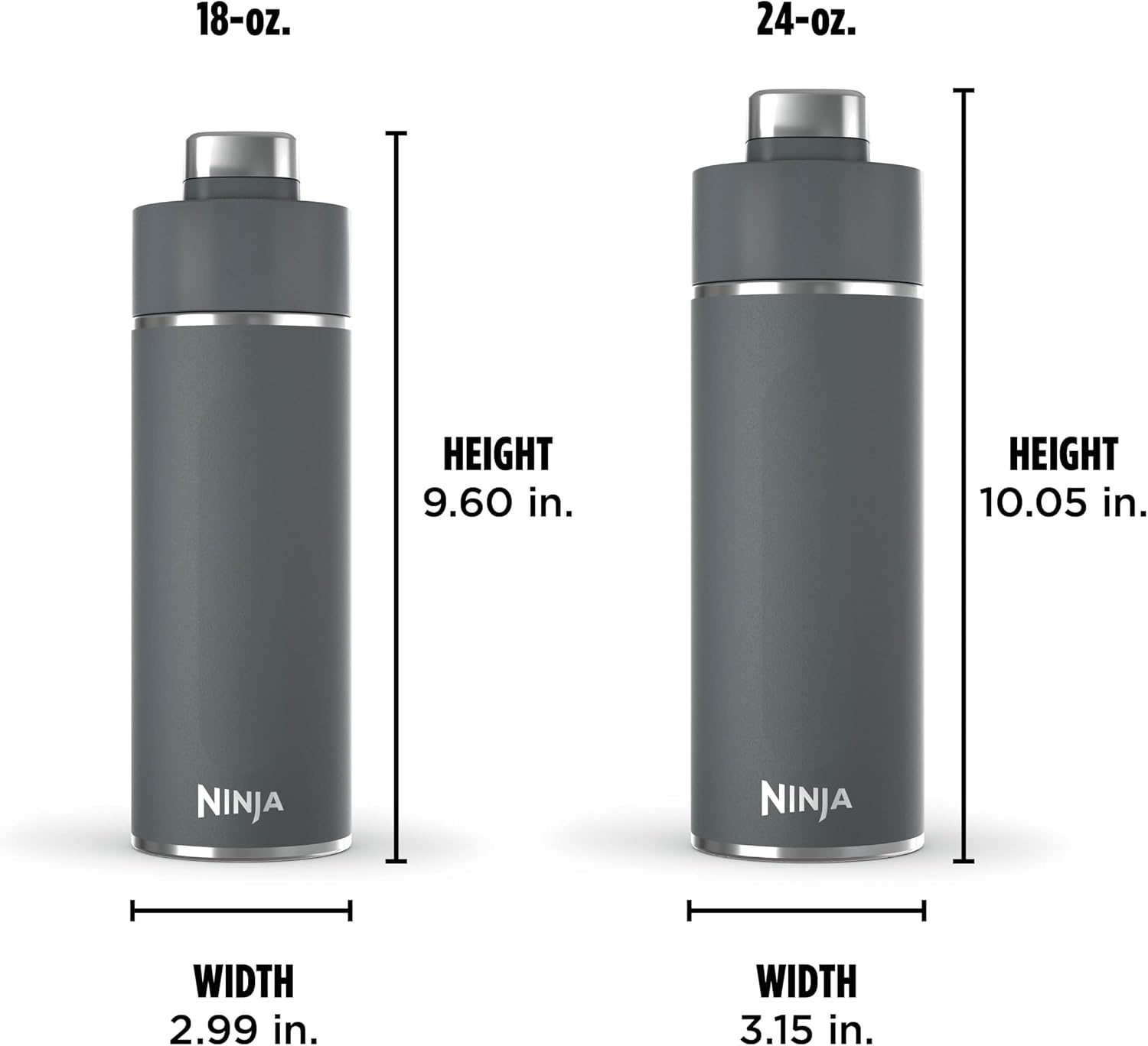 image:imageNinja DW2401GY Thirsti 24oz Travel Water Bottle For Carbonated Sparkling Drinks Colder and Fizzier Longer Leak Proof 24 Hrs Cold Dishwasher Safe Stainless Steel Insulated Tumbler Charcoal GrayGray