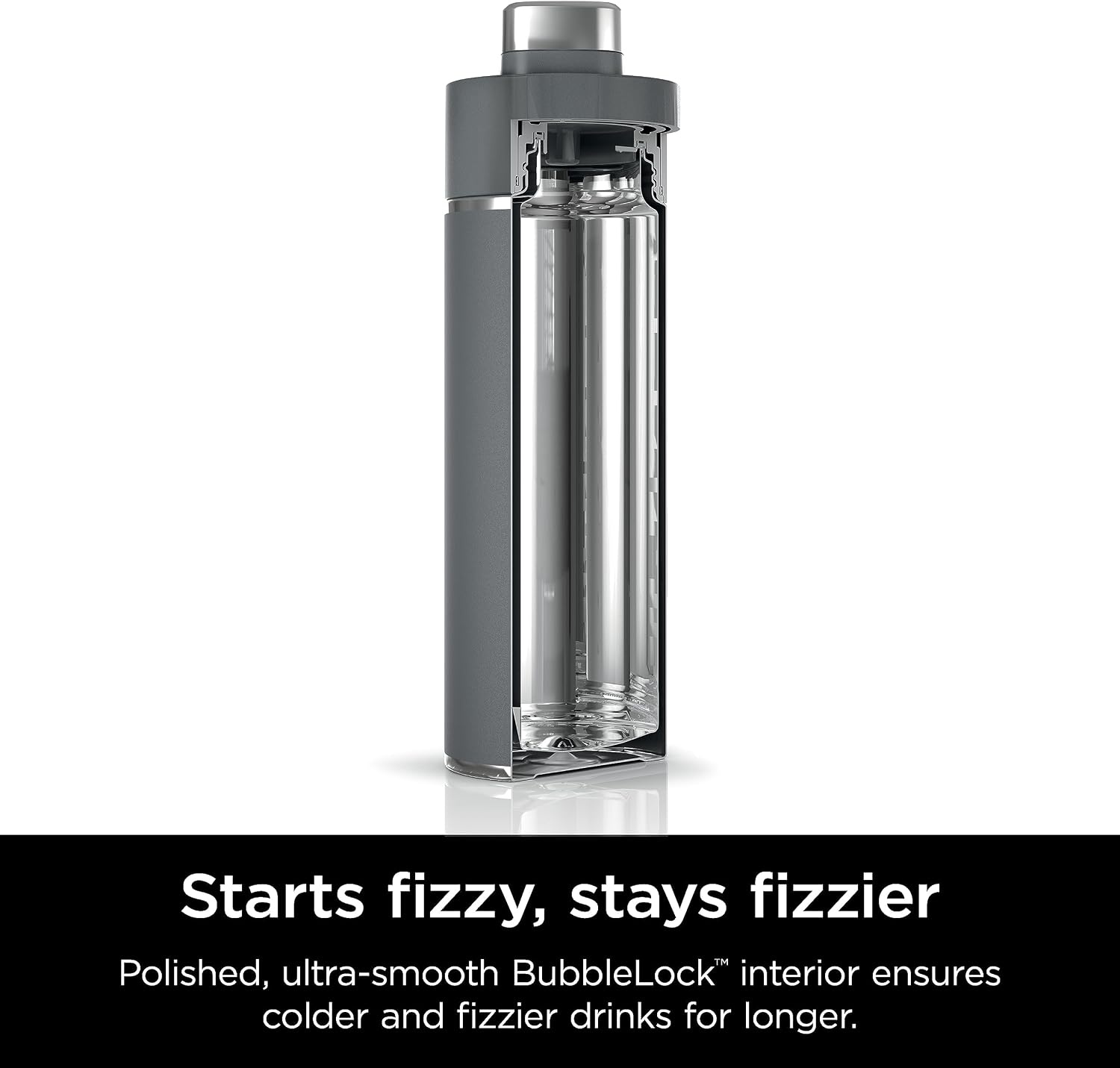 image:imageNinja DW2401GY Thirsti 24oz Travel Water Bottle For Carbonated Sparkling Drinks Colder and Fizzier Longer Leak Proof 24 Hrs Cold Dishwasher Safe Stainless Steel Insulated Tumbler Charcoal GrayGray